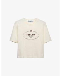 Prada - Logo-Print Boxy-Fit Cotton-Jersey T-Shirt - Lyst