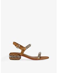 Christian Louboutin - Pyrasand 30 Stud-Embellished Leather Heeled Sandals - Lyst