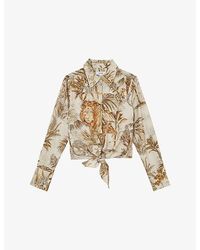 Reiss - Cece Safari-Print Cotton Shirt - Lyst