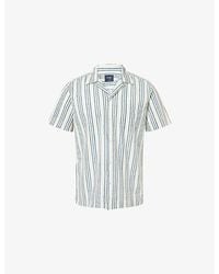 Drake's - Tri-Stripe Short-Sleeve Cotton Shirt - Lyst