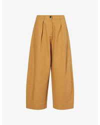 ME+EM - Pleated Barrel-Leg Cotton Trousers - Lyst