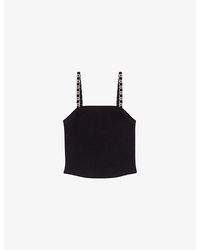 Maje - Clover Removable-straps Cropped Stretch Ribbed-knit Top - Lyst