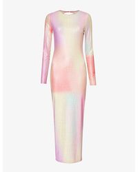 Amy Lynn - Rhinestone-embellished Open-back Stretch-woven Maxi Dress X - Lyst