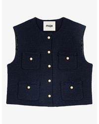 Maje - Four-Pocket Sleeveless Tweed Jacket - Lyst