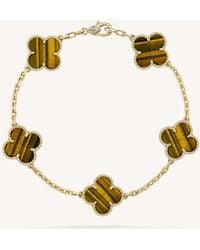 Van Cleef & Arpels Women's Yellow Gold Vintage Alhambra And Tiger's Eye Bracelet - Metallic