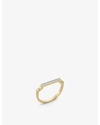Monica Vinader - Signature Thin 18Ct-Plated Vermeil Sterling And 0.036Ct Diamond Ring - Lyst