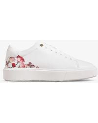 Ted Baker - Lorny Floral-print Platform-sole Leather Low-top Trainers - Lyst