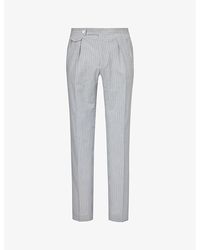 Polo Ralph Lauren - Seersucker Stripe-print Tapered-leg Cotton Trousers - Lyst