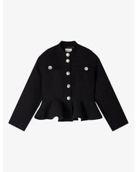 Sandro - Peplum-Hem Cropped Woven Jacket - Lyst