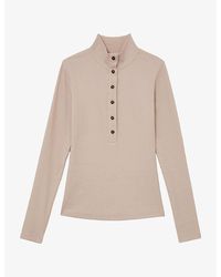 Reiss - Ida Funnel-Neck Stretch-Cotton Top - Lyst