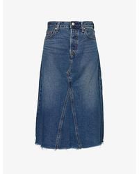 Levi's - High-Rise A-Line Deconstructed Denim Midi Skirt - Lyst