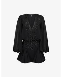House Of Cb - Gianna Hand-Beaded Woven Mini Dress - Lyst