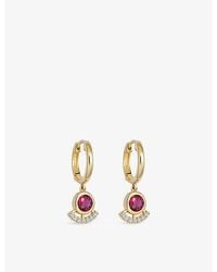 Astley Clarke - Icon 14Ct- Ruby And 0.055Ct Lab-Grown Diamond Drop Huggies - Lyst