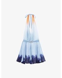 Maje - Tie-Dye Halterneck Cotton Mini Dress - Lyst