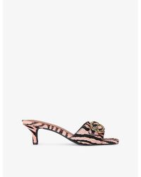 Kurt Geiger - Mayfair Stripe-Pattern Leather Heeled Mules - Lyst