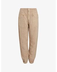 AllSaints - Val Patch-pocket Tapered-fit High-rise Linen Blend Trousers - Lyst