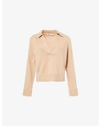 Jonathan Simkhai - V-Neck Long-Sleeves Cotton And Cashmere Polo Shirt - Lyst