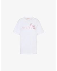Marni - Animal Alphabet Flocked Logo Cotton T-Shirt - Lyst