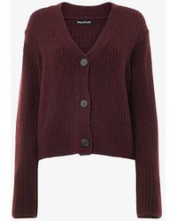 Whistles - V-neck Ribbed Recycled Wool-blend Cardigan - Lyst