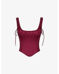 House Of Cb - Iman Square-Neck Satin Corset Top - Lyst
