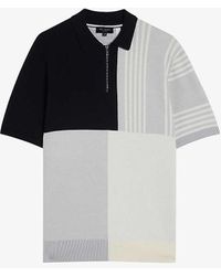 Ted Baker - Norez Colour-block Short-sleeve Knitted Wool Polo - Lyst