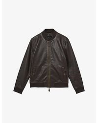 Reiss - Cast Long-Sleeve Leather Bomber Jacket - Lyst