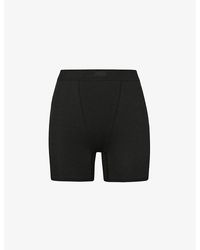 Skims - High-rise Ribbed Stretch-cotton Boxer - Lyst