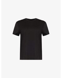Vince - Round-Neck Ribbed-Trim Cotton-Jersey T-Shirt - Lyst