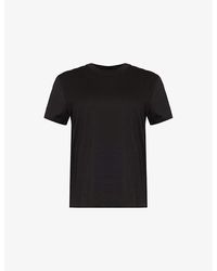 Vince - Round-Neck Ribbed-Trim Cotton-Jersey T-Shirt - Lyst