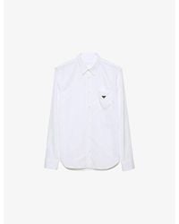 Prada - Triangle-Logo Long-Sleeve Cotton Shirt - Lyst