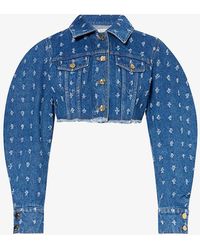 Nina Ricci - Distressed-pattern Cropped Denim Jacket - Lyst