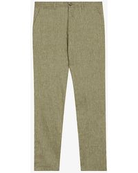 Ted Baker - Majo Slim-fit Straight-leg Mid-rise Linen-blend Trousers - Lyst