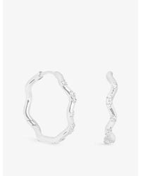 Astrid & Miyu - Ripple Crystal-Plated Sterling Hoop Earrings - Lyst