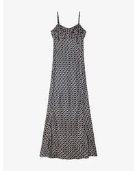 Sandro - Floral-Print Sleeveless Woven Maxi Dress - Lyst