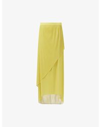 eem - Dual-Tone Asymmetric Plisse Woven Maxi Skirt - Lyst