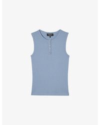 Whistles - Henley Button-Front Stretch-Cotton Tank Top - Lyst