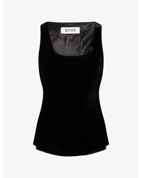 RÓHE Frames - Scoop-Neck Silk-Velvet Top - Lyst
