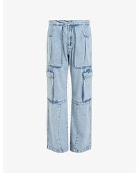 AllSaints - Echo Cargo Wide-leg Mid-rise Organic-cotton Jeans - Lyst