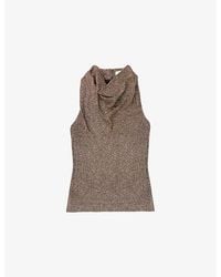 Ro&zo - Sparkle Cowl-Neck Jersey Top - Lyst