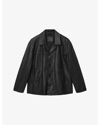 AllSaints - Bradwell Lapel-Collar Leather Coat - Lyst