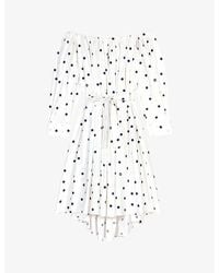 Maje - Polka-Dot Off-Shoulder Cotton Midi Dress - Lyst