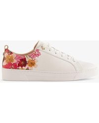 Ted Baker - Alissn Floral-print Leather-blend Low-top Trainers - Lyst