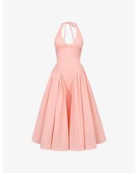 House Of Cb - Marilyn Gingham Stretch-Woven Midi Dress - Lyst