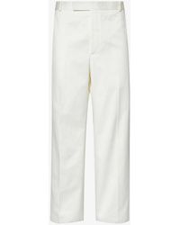 Thom Browne - Brand-tab Straight-leg Low-rise Cotton-twill Trousers - Lyst