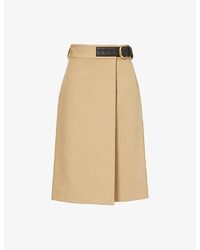 Bottega Veneta - Intrecciato-trim Wrap-front Cotton Midi Skirt - Lyst