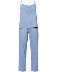 The White Company Jacquard Dobby-cotton Pyjama Set - Blue