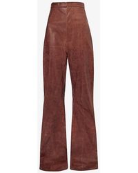 Rick Owens - Dirt Straight-leg High-rise Crinkled Leather Trousers - Lyst