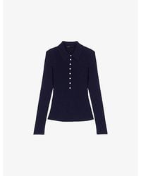 Maje - Ribbed Wool And Silk Polo Jumper - Lyst
