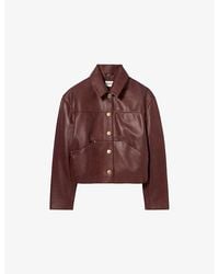 Claudie Pierlot - Cropped High-Neck Leather Jacket - Lyst