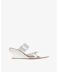 Alaïa - Coeur 60 Patent-Leather And Pvc Wedge Mules - Lyst